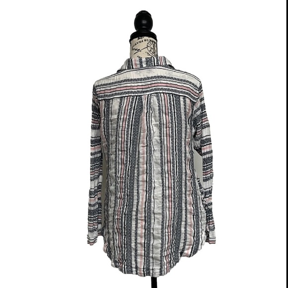 Columbia Striped Henley Tunic Blouse M Nautical Preppy Camping M Outdoor Womens - Picture 4 of 8